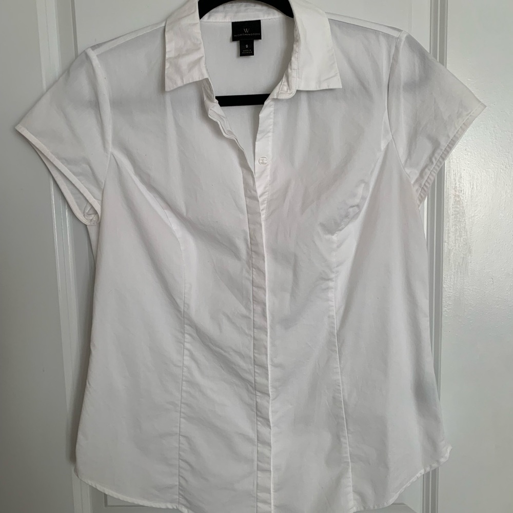 Crisp white collared button down